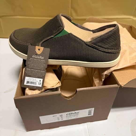 OluKai Nohea Mesh Men's Slip on Shoes Mustang/Lime Peel Size 12 - Picture 2 of 12